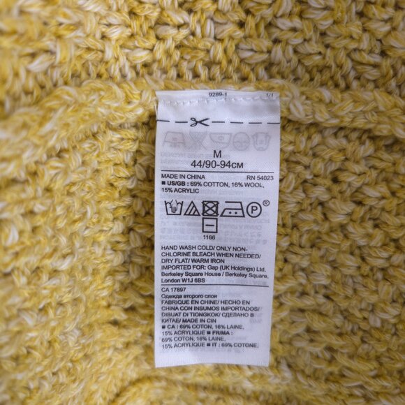 Banana Republic Cable-Knit Crewneck Sweater Marled Yellow Preppy Cheery Cotton M - Picture 12 of 16